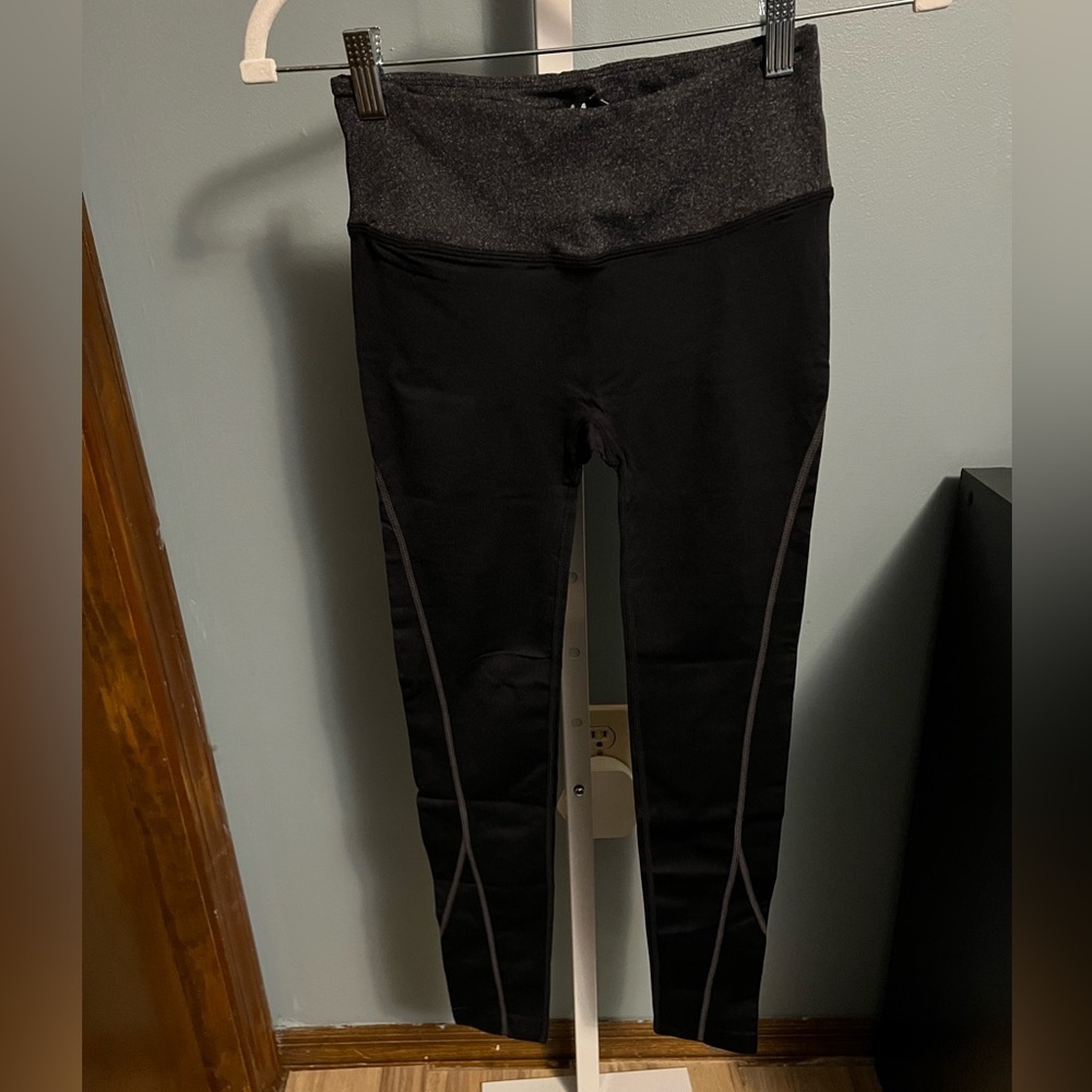 M U.S.A. Black with Dark Gray High-Waisted Leggings NWOT Small